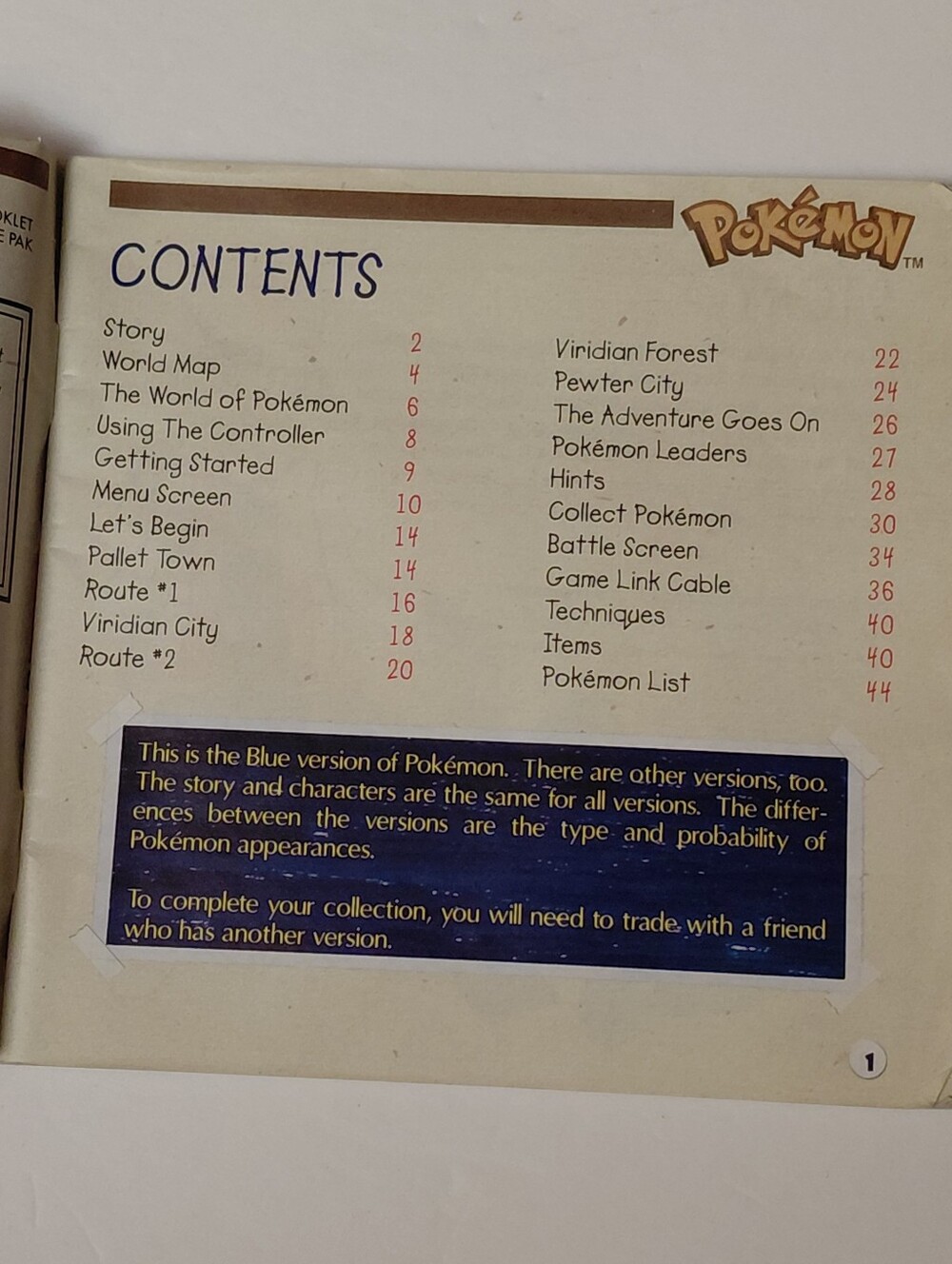 Pokemon - Trainers Guide Booklet - Pokemon Blue, Nintendo Game Boy - Picture 5 of 11